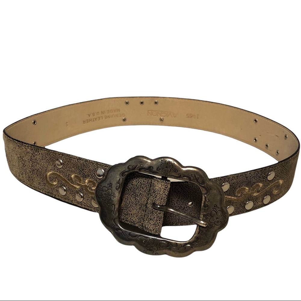 Vintage Avignon Floral Engraved Stud Embellished Belt